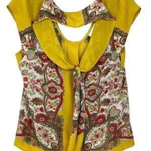 Maeve by Anthropologie Scarf Printed 100% Silk Blouse
